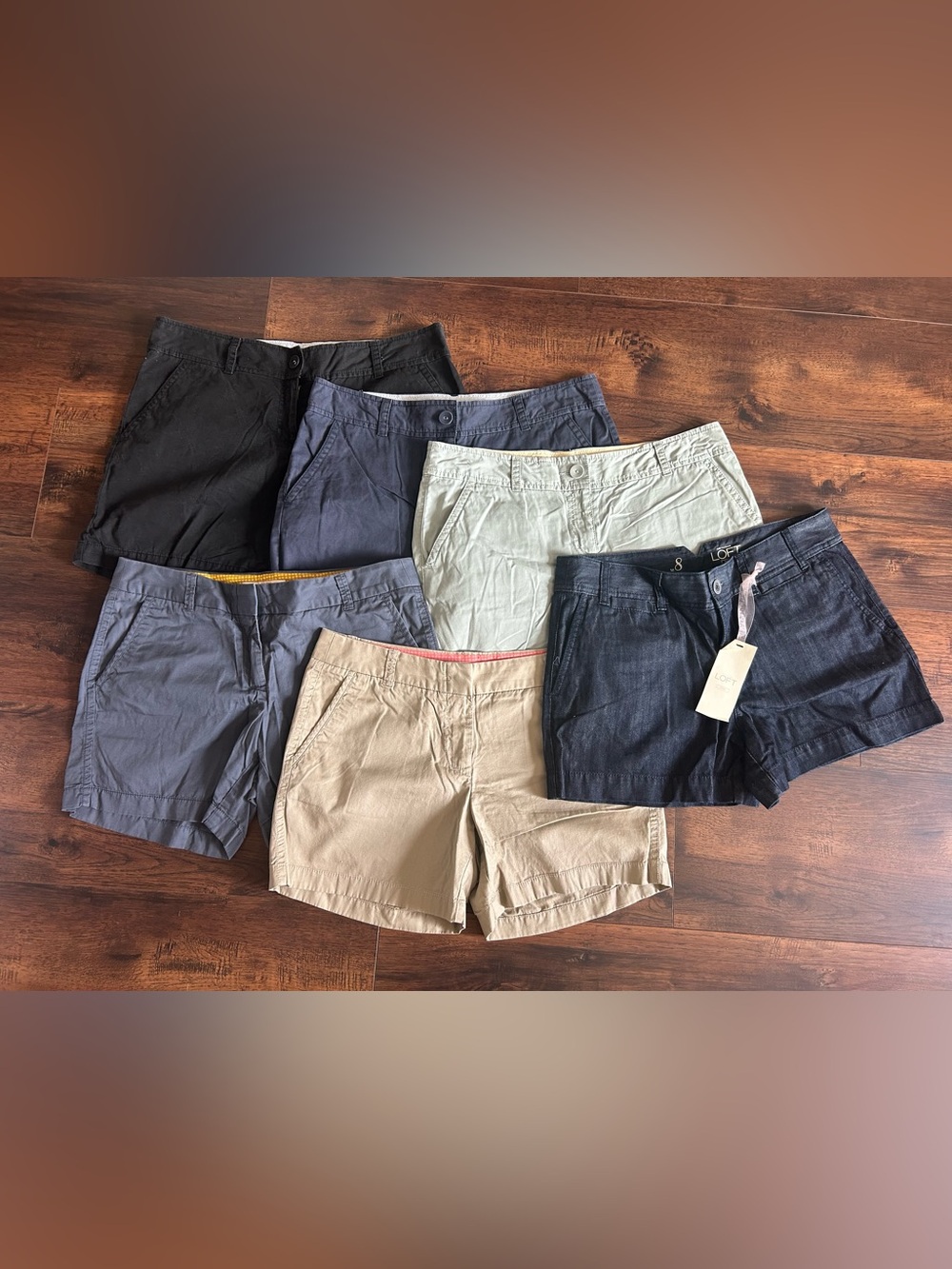 Bundle lot of 6! J. Crew Ann Taylor LOFT chino & NWT LOFT chambray shorts 8 M